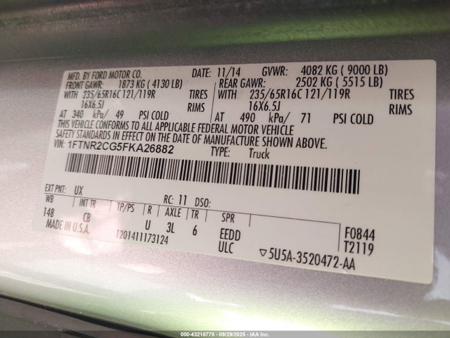 Ford 2015 2015 1FTNR2CG5FKA26882 Image 9
