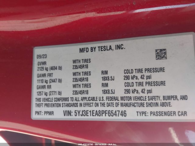 2023 TESLA MODEL 3 5YJ3E1EA8PF654746 Photo 8