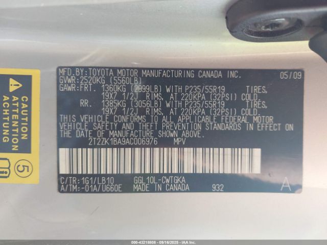 2010 LEXUS RX 350 2T2ZK1BA9AC006976 Photo 8