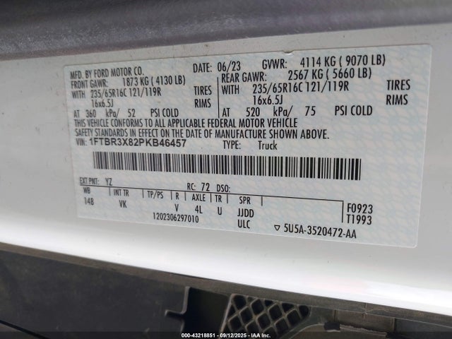 1FTBR3X82PKB46457 Ford 3.5l v6 cyclone