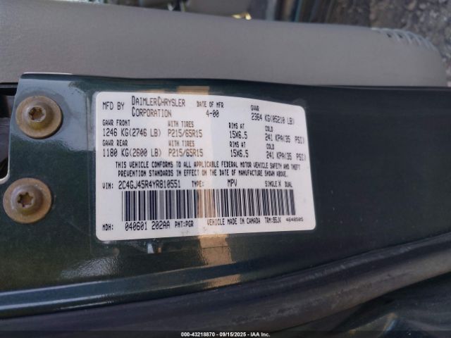 2000 CHRYSLER VOYAGER 2C4GJ45R4YR810551 Photo 8