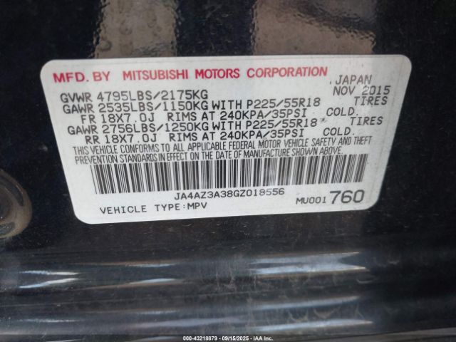 2016 MITSUBISHI OUTLANDER JA4AZ3A38GZ018556 Photo 8