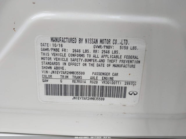 JN1EV7AR2HM835599 Infiniti Q50