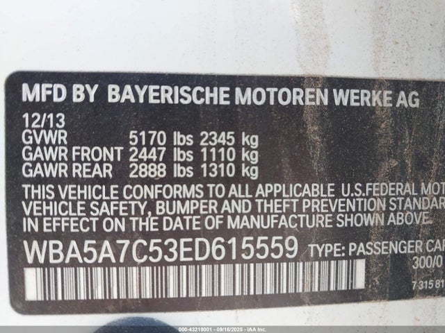 BMW 528I 2014 WBA5A7C53ED615559 Image 9