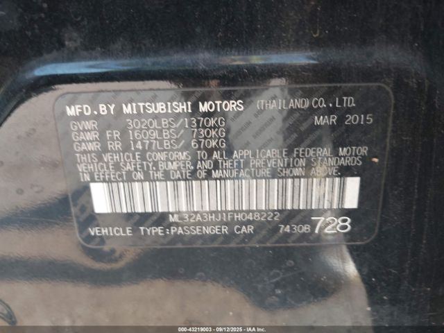 2015 MITSUBISHI MIRAGE ML32A3HJ1FH048222 Photo 8