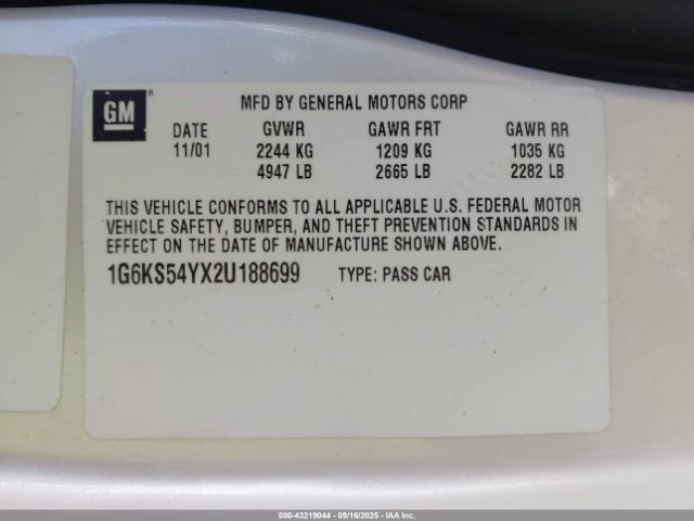 2002 CADILLAC SEVILLE 1G6KS54YX2U188699 Photo 8