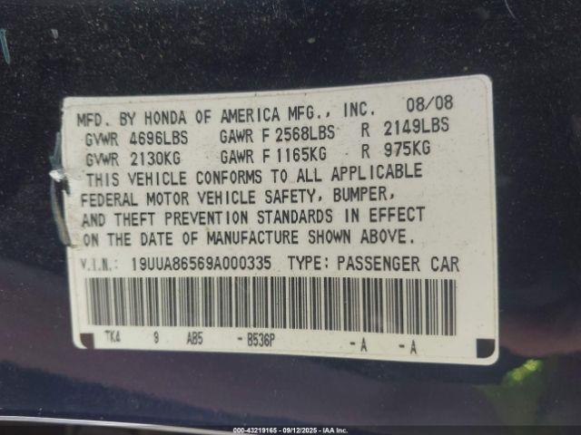 2009 ACURA TL 19UUA86569A000335 Photo 8
