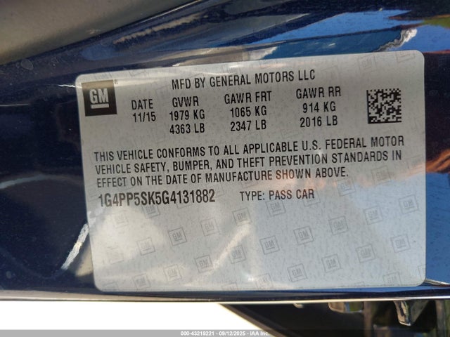 1G4PP5SK5G4131882 Buick lea - gas/alc, sidi, alum, ho