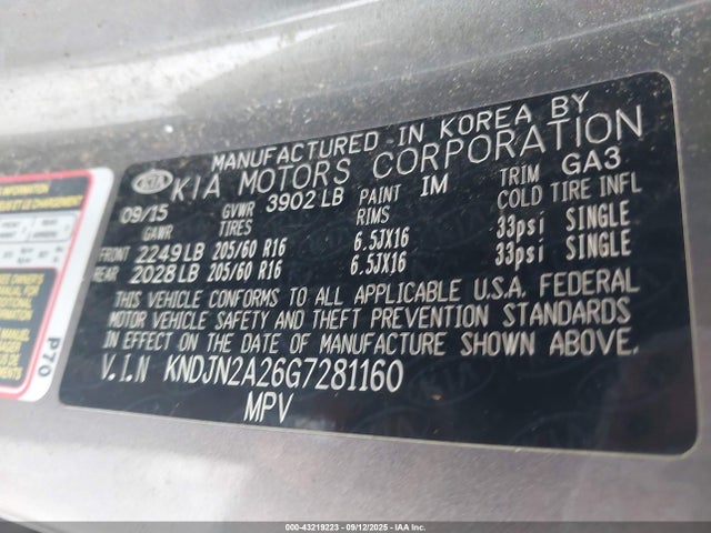 KNDJN2A26G7281160 KIA gdi gamma