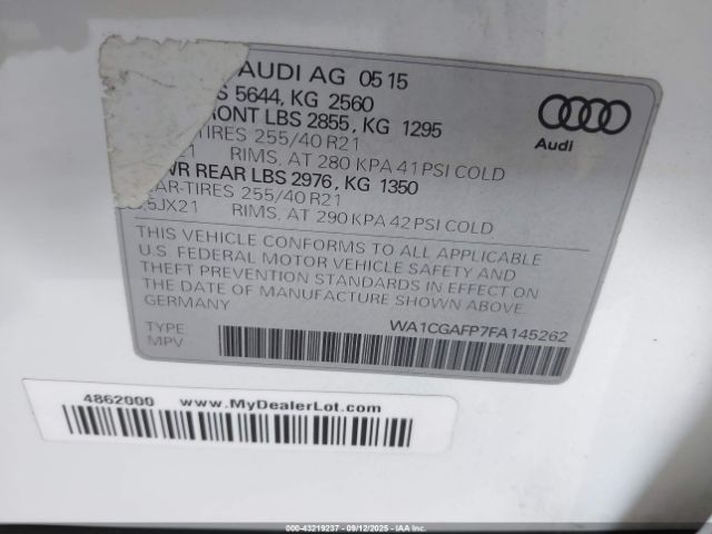 2015 AUDI SQ5 WA1CGAFP7FA145262 Photo 8