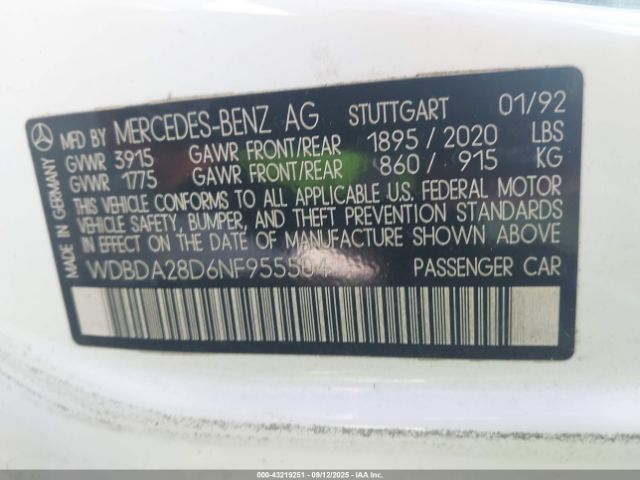 1992 MERCEDES-BENZ 190 WDBDA28D6NF955504 Photo 8