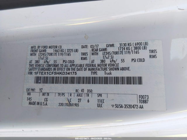 1FTEX1CF5HKD34175 Ford 5.0l-4v