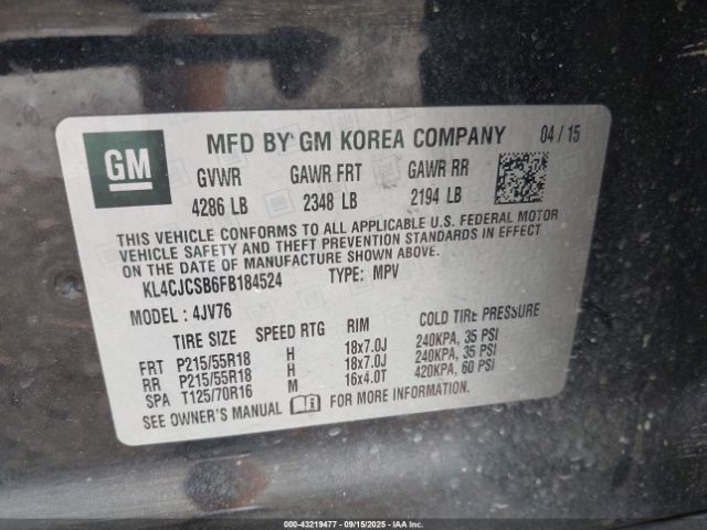 2015 BUICK ENCORE KL4CJCSB6FB184524 Photo 8