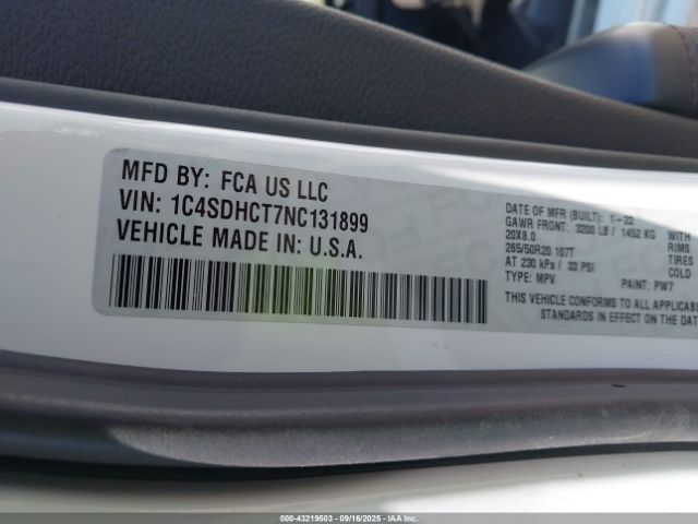 2022 DODGE DURANGO 1C4SDHCT7NC131899 Photo 8