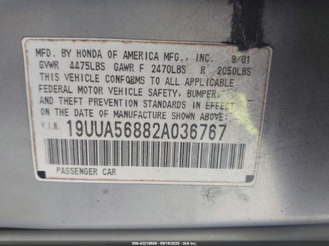 2002 ACURA TL 19UUA56882A036767 Photo 8