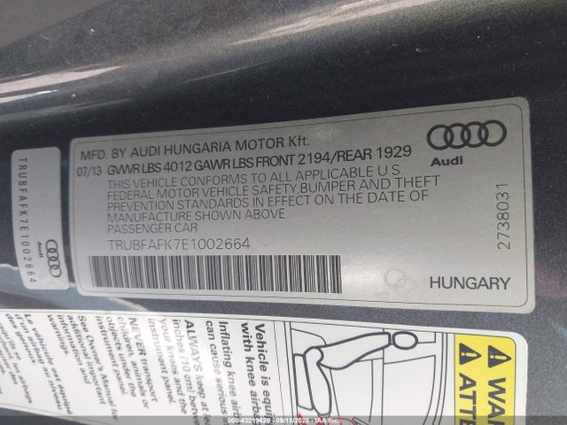 2014 AUDI TT TRUBFAFK7E1002664 Photo 8