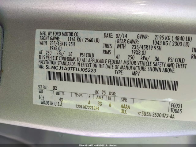 Lincoln MKC 2015 5LMCJ1A97FUJ05223 Image 21