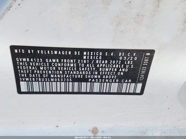 Volkswagen 1.4 tsi 2020 3VWEB7BU3LM053735 Image 9