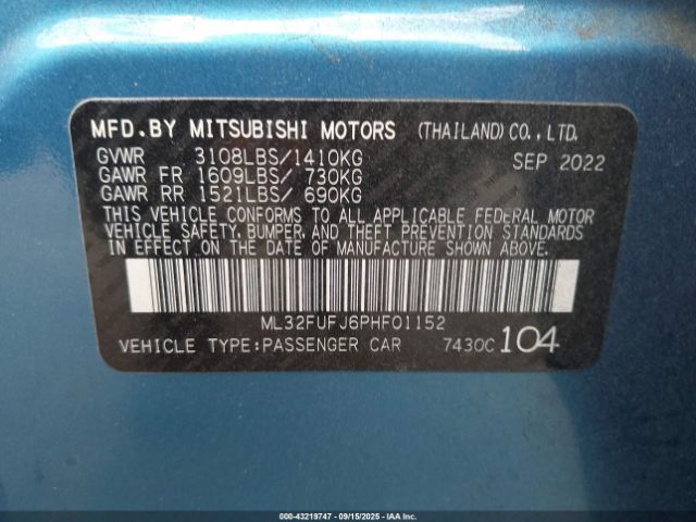 2023 MITSUBISHI MIRAGE G4 ML32FUFJ6PHF01152 Photo 8