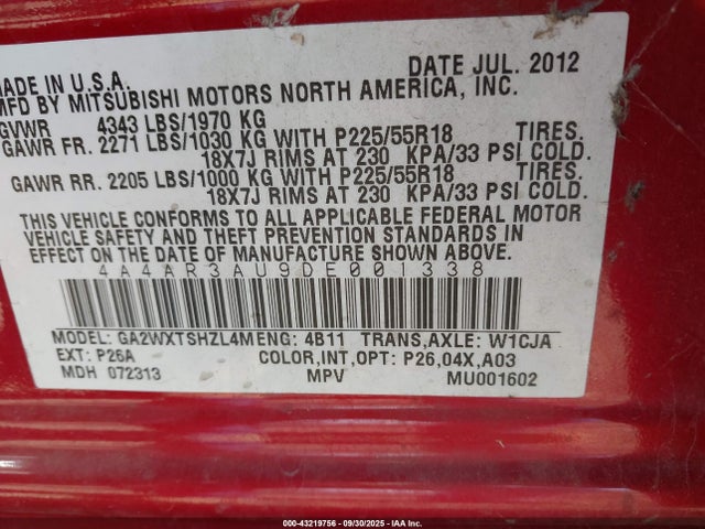 2013 MITSUBISHI OUTLANDER SPORT 4A4AR3AU9DE001338 Photo 8