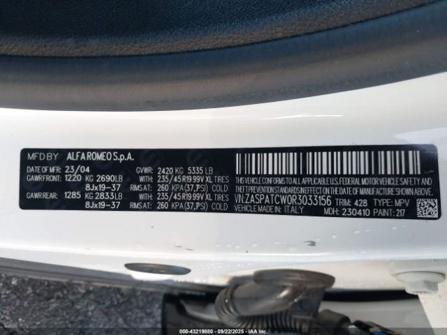 2024 ALFA ROMEO TONALE ZASPATCW0R3033156 Photo 8