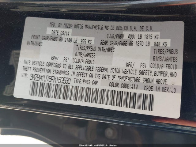 Mazda pe 2015 3MZBM1U76FM153530 Image 9