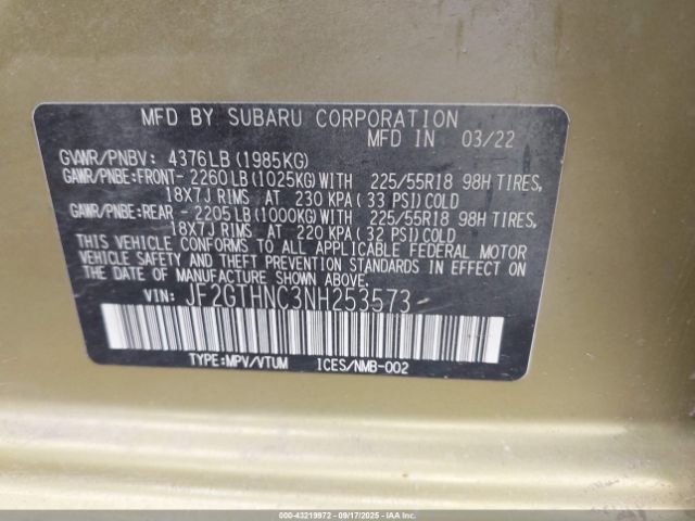 2022 SUBARU CROSSTREK JF2GTHNC3NH253573 Photo 8