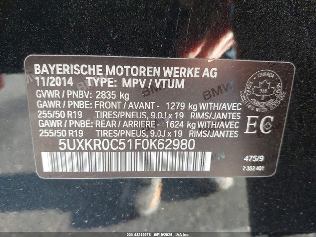 5UXKR0C51F0K62980 BMW X5