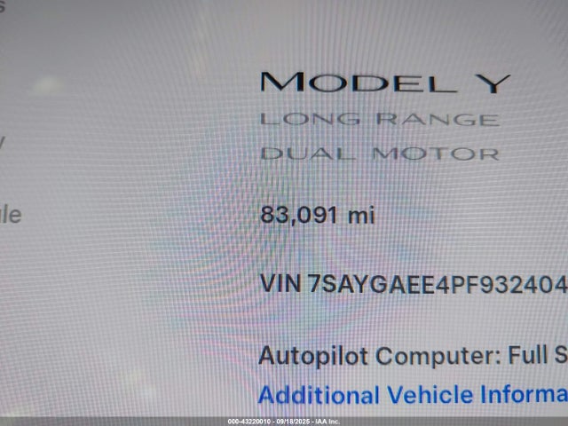 7SAYGAEE4PF932404 Tesla Model Y