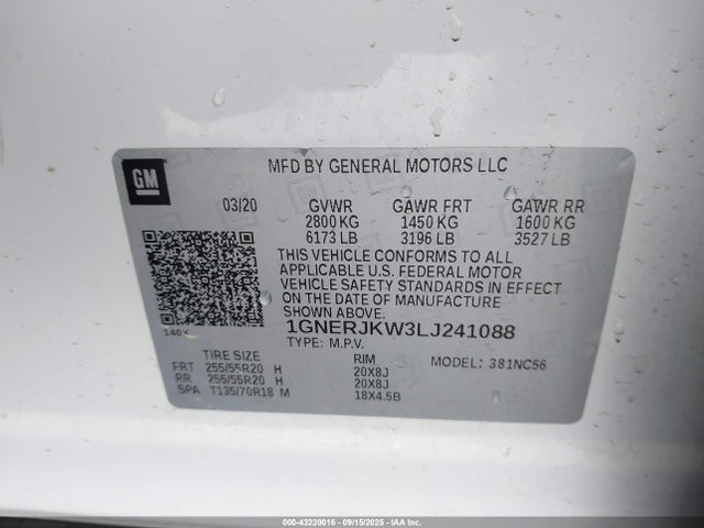 Chevrolet lfy - spark ignited direct injection, atss, gen 1 2020 1GNERJKW3LJ241088 Image 9
