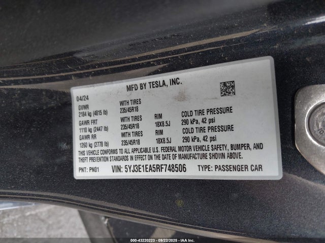 2024 TESLA MODEL 3 5YJ3E1EA5RF748506 Photo 8