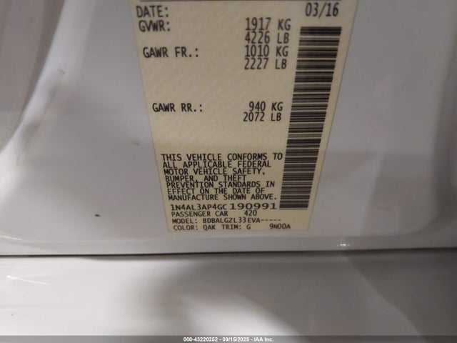 1N4AL3AP4GC190991 Nissan 2016