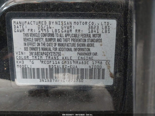 3N1AB7AP4GY275750 Nissan 2016