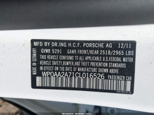 2012 PORSCHE PANAMERA WP0AA2A71CL016526 Photo 8