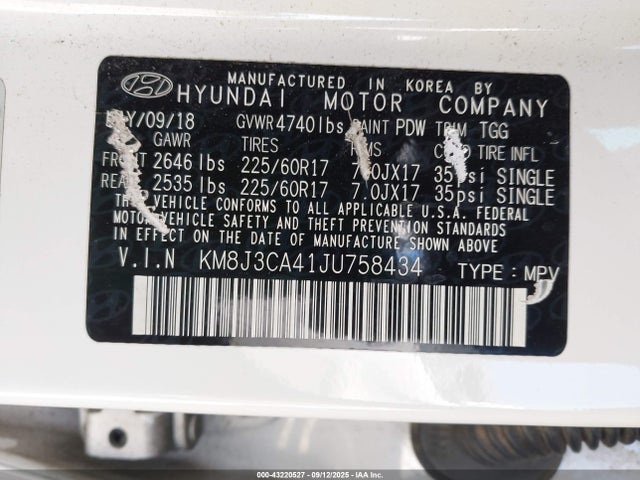 KM8J3CA41JU758434 Hyundai gdi nu