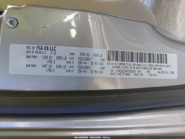 2C4RDGCG4FR733745 Dodge Grand Caravan