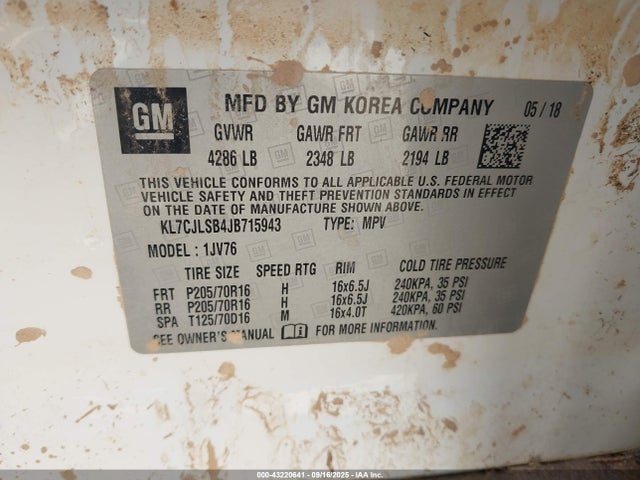 Chevrolet luv - mfi, variable valve timing, e85 max, alum 2018 KL7CJLSB4JB715943 Image 9