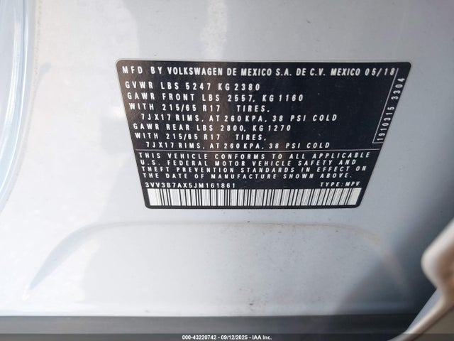 Volkswagen 2018 2018 3VV3B7AX5JM161861 Image 9