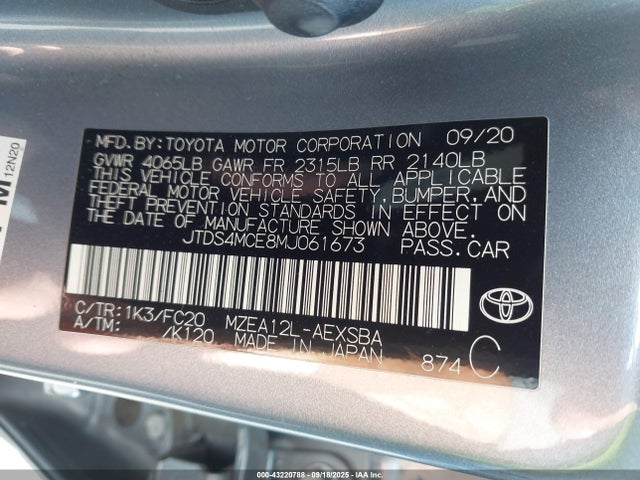 JTDS4MCE8MJ061673 Toyota m20-fks