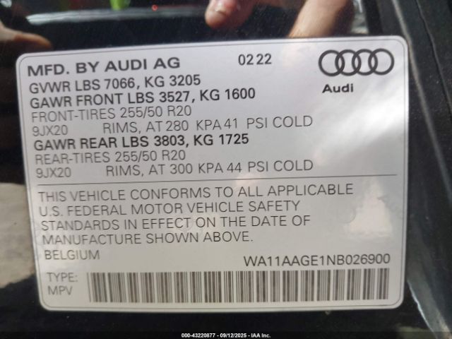 2022 AUDI E-TRON SPORTBACK WA11AAGE1NB026900 Photo 8