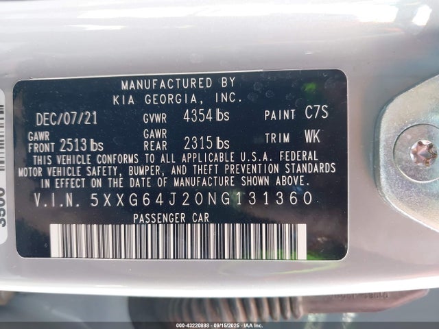 5XXG64J20NG131360 KIA t-gdi gamma ii