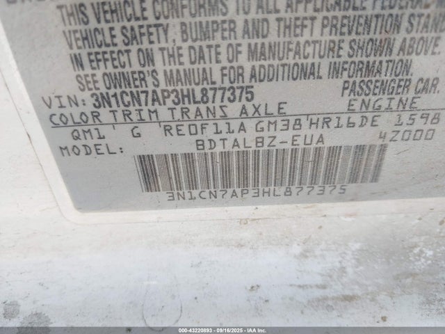 Nissan 2017 2017 3N1CN7AP3HL877375 Image 9