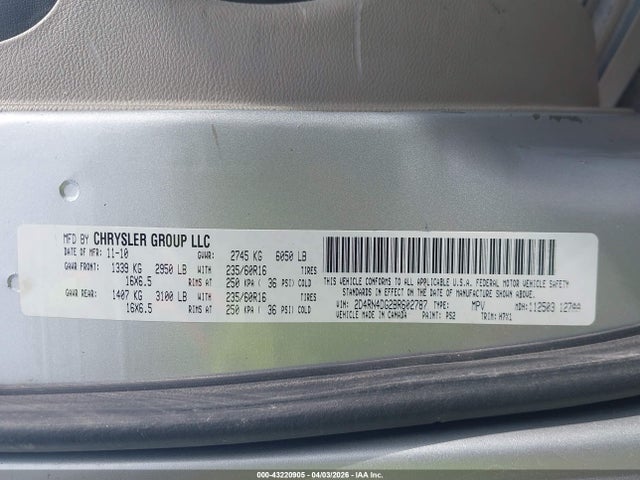 Aukcja sprzedaży 2011 Dodge Grand Caravan Express, vin: 2D4RN4DG2BR602787, numer aukcji: 43220905