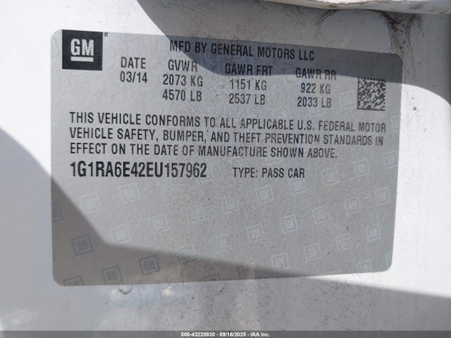 1G1RA6E42EU157962 Chevrolet luu - ffv, e-flex, fam