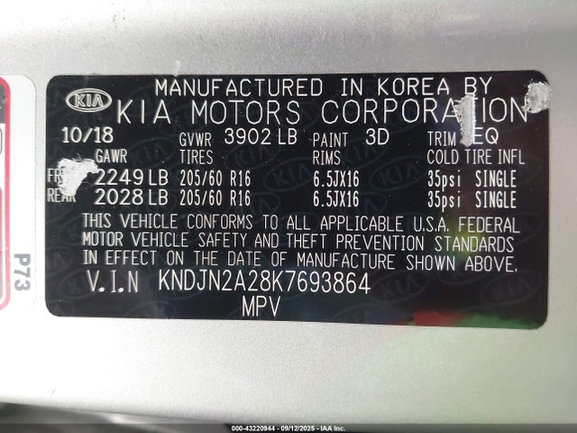 KIA g gdi 2019 KNDJN2A28K7693864 Image 9