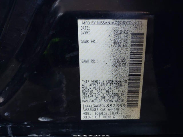 Nissan Altima 2015 1N4AL3AP8FN882559 Image 9