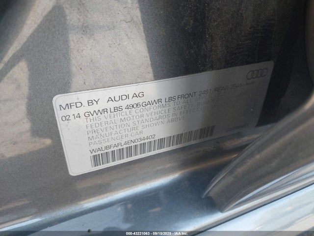 2014 AUDI A4 WAUBFAFL4ENO34402 Photo 8