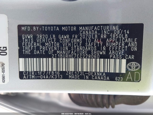 Toyota 2zr-fe 2014 2T1BURHE7EC228060 Image 9