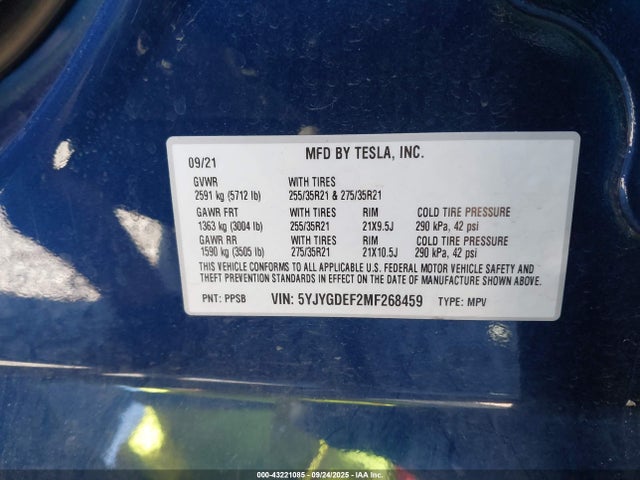 5YJYGDEF2MF268459 Tesla 2021
