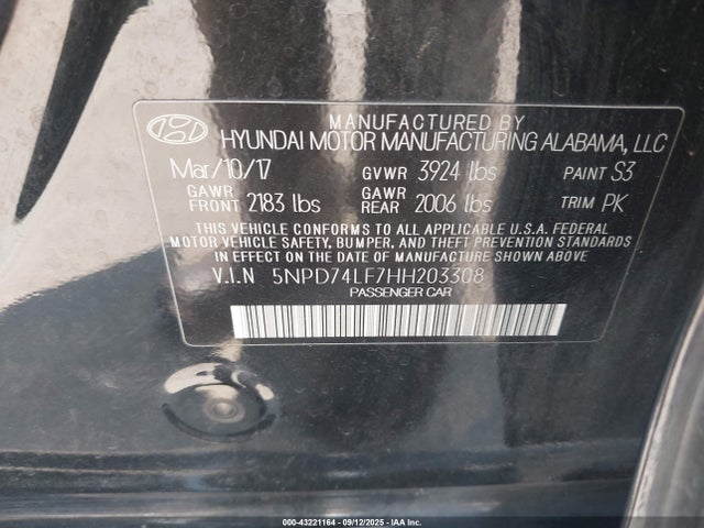 Hyundai 2017 2017 5NPD74LF7HH203308 Image 9